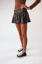 Velvet Bow Plaid Mini Skort