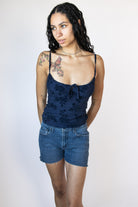 Mesh Flocked Babydoll Cami
