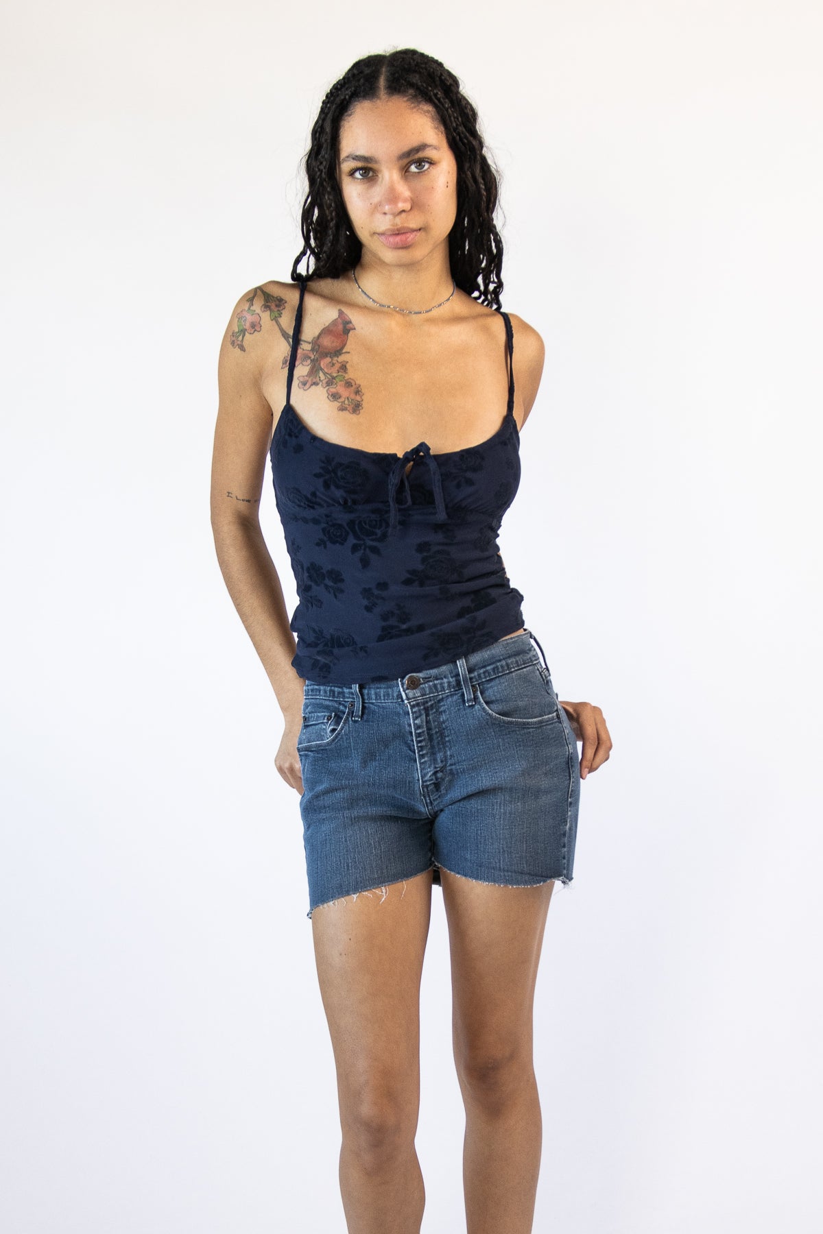 Mesh Flocked Babydoll Cami