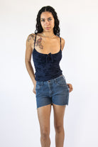Mesh Flocked Babydoll Cami