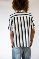 Vertical Striped Textured Button Up Shirt