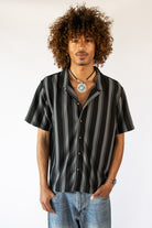 Vertical Striped Textured Button Up Shirt