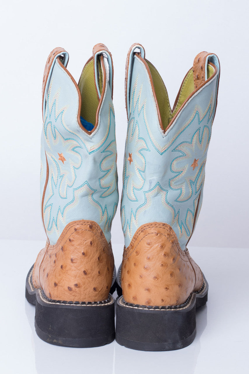 Two-Toned Ostrich Ariat Boots (6.5 B)