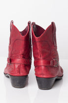 Red Leather Ankle Booties