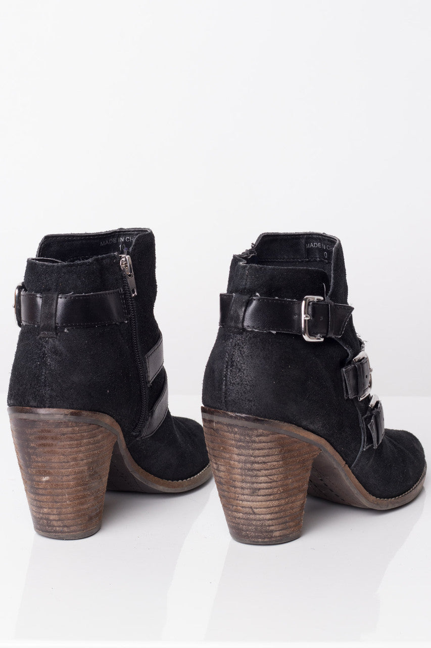 Black Suede Buckled Booties (10)