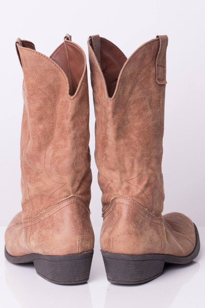 Sand Suede Cowboy Boots (8.5M)