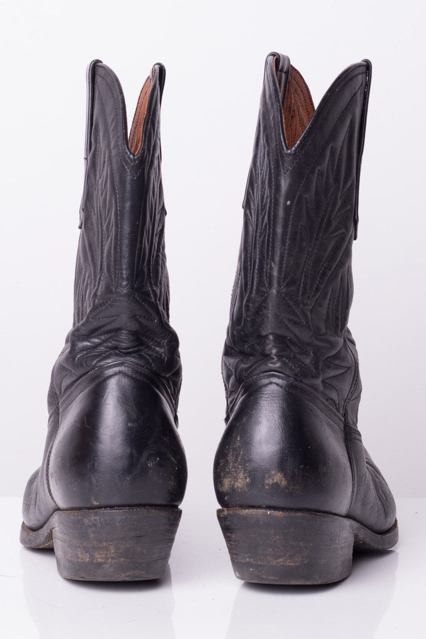 Black Leather Cowboy Boots (7F)