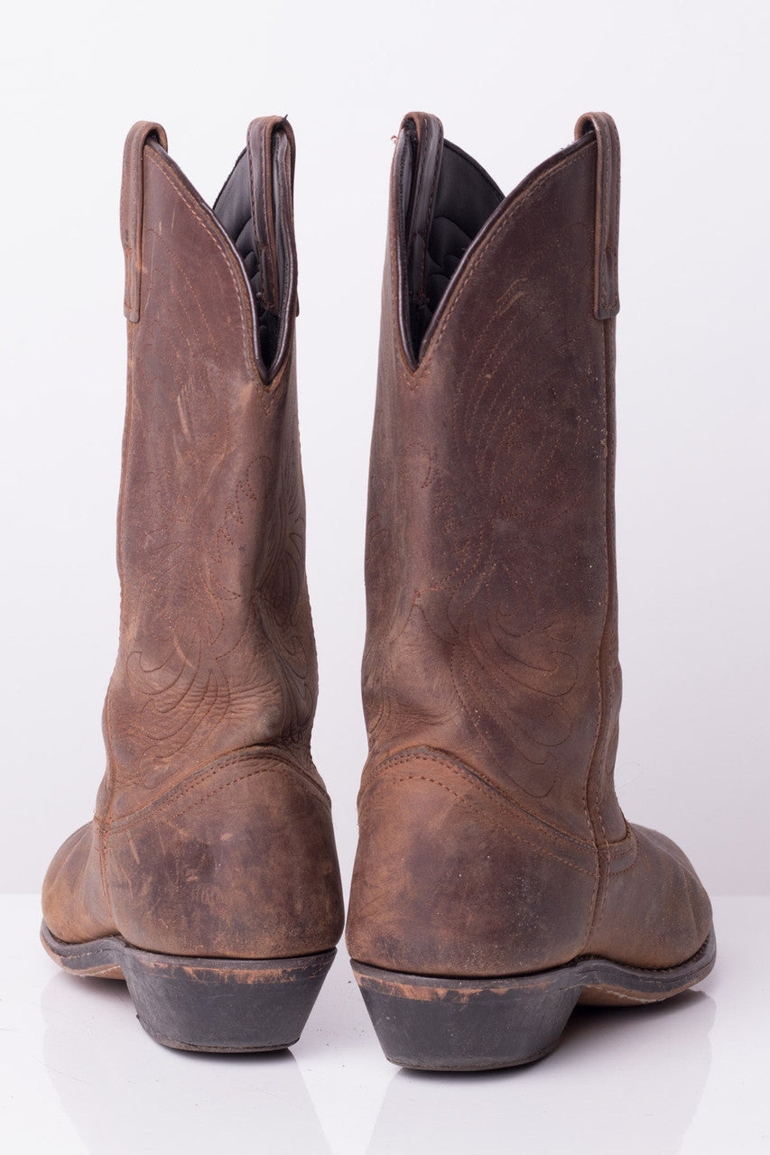 Vintage Brown Leather Cowboy Boots (7.5M)