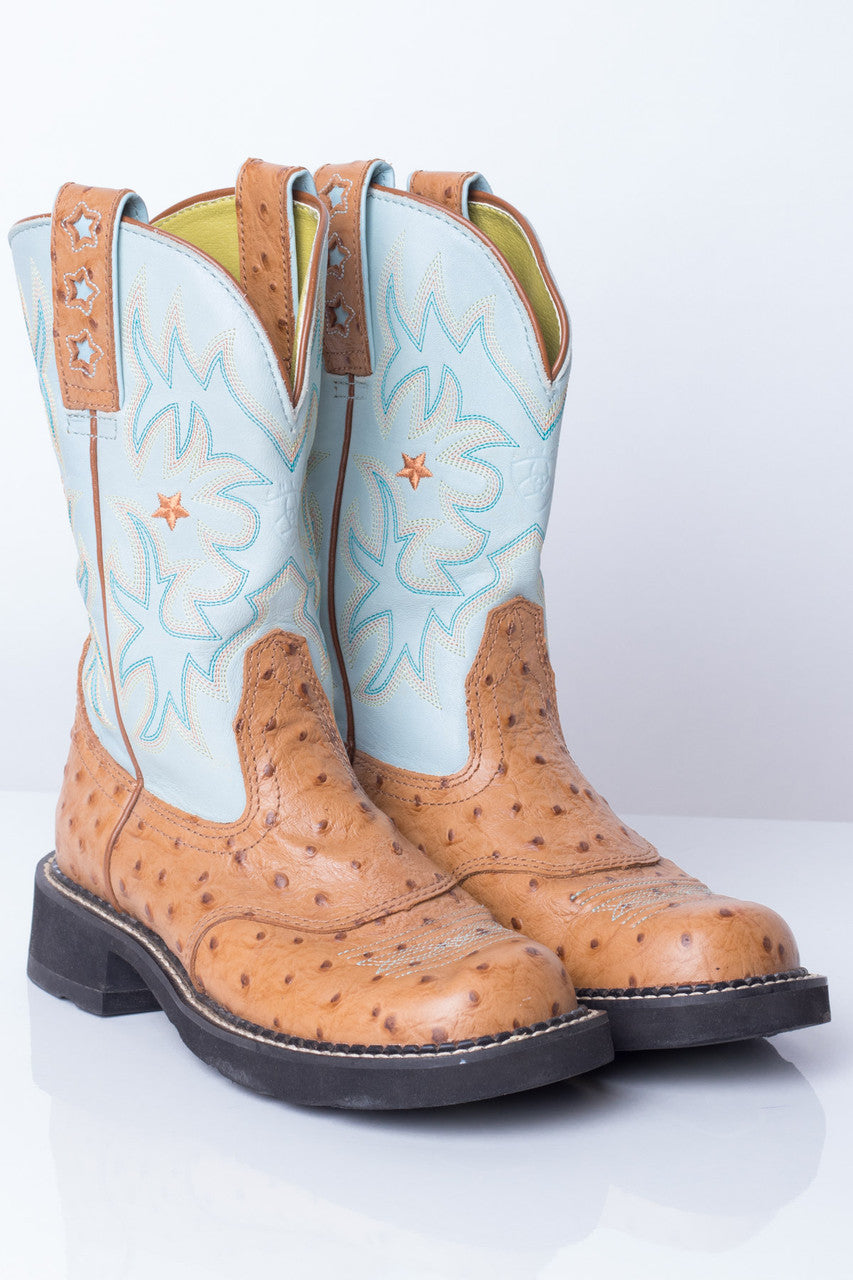Two-Toned Ostrich Ariat Boots (6.5 B)