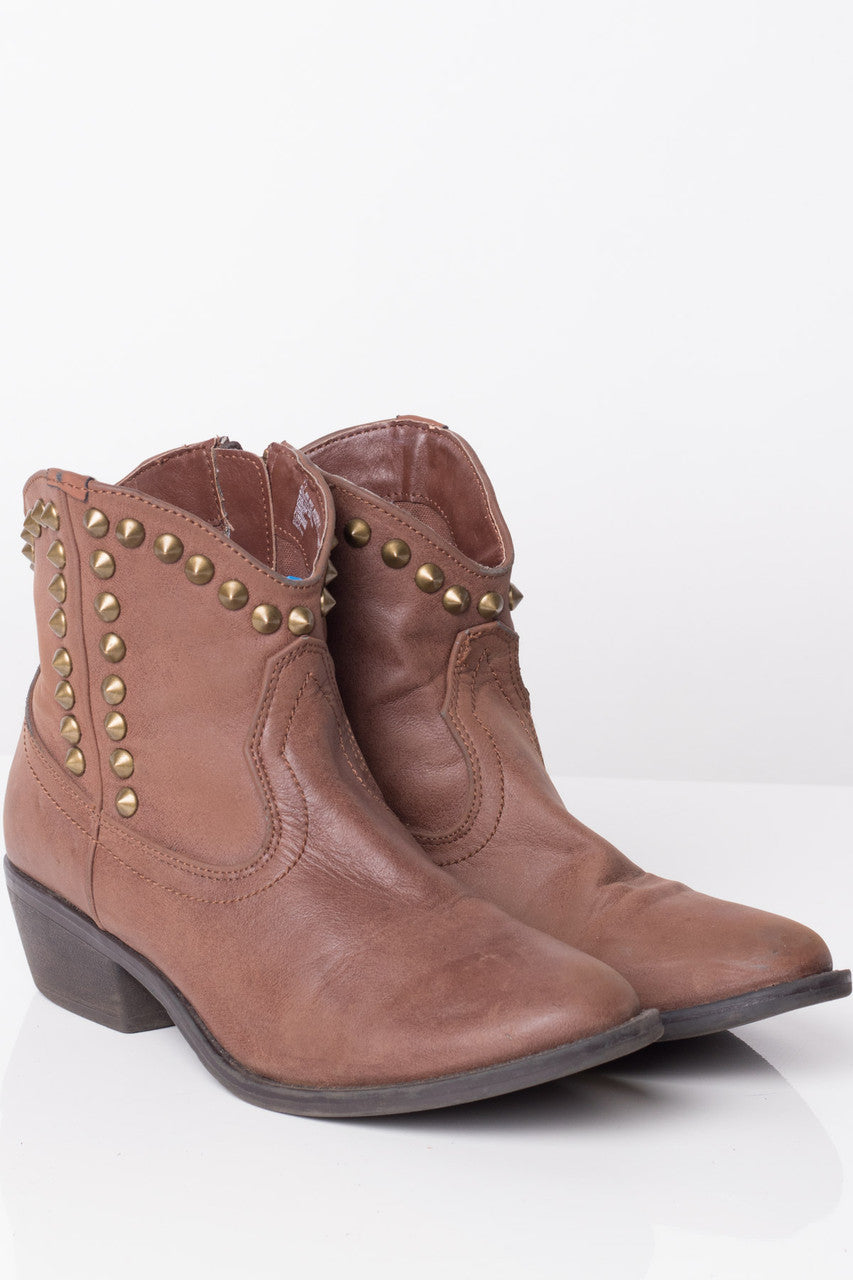Brown Studded Ankle Boots (7.5)