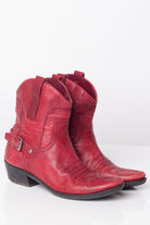 Red Leather Ankle Booties