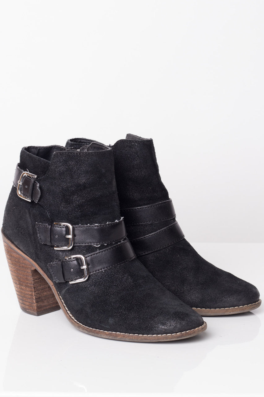 Black Suede Buckled Booties (10)