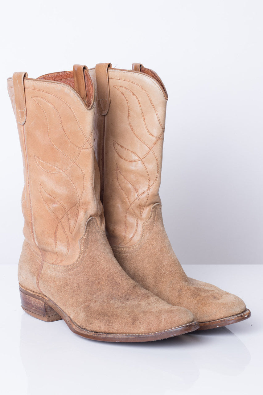Tan Leather Vintage Cowboy Boots (12D)