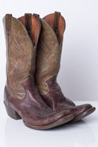 Green Leather Ariat Vintage Cowboy Boots (13D)