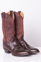Burgundy Embroidered Justin Cowboy Boots (9D)