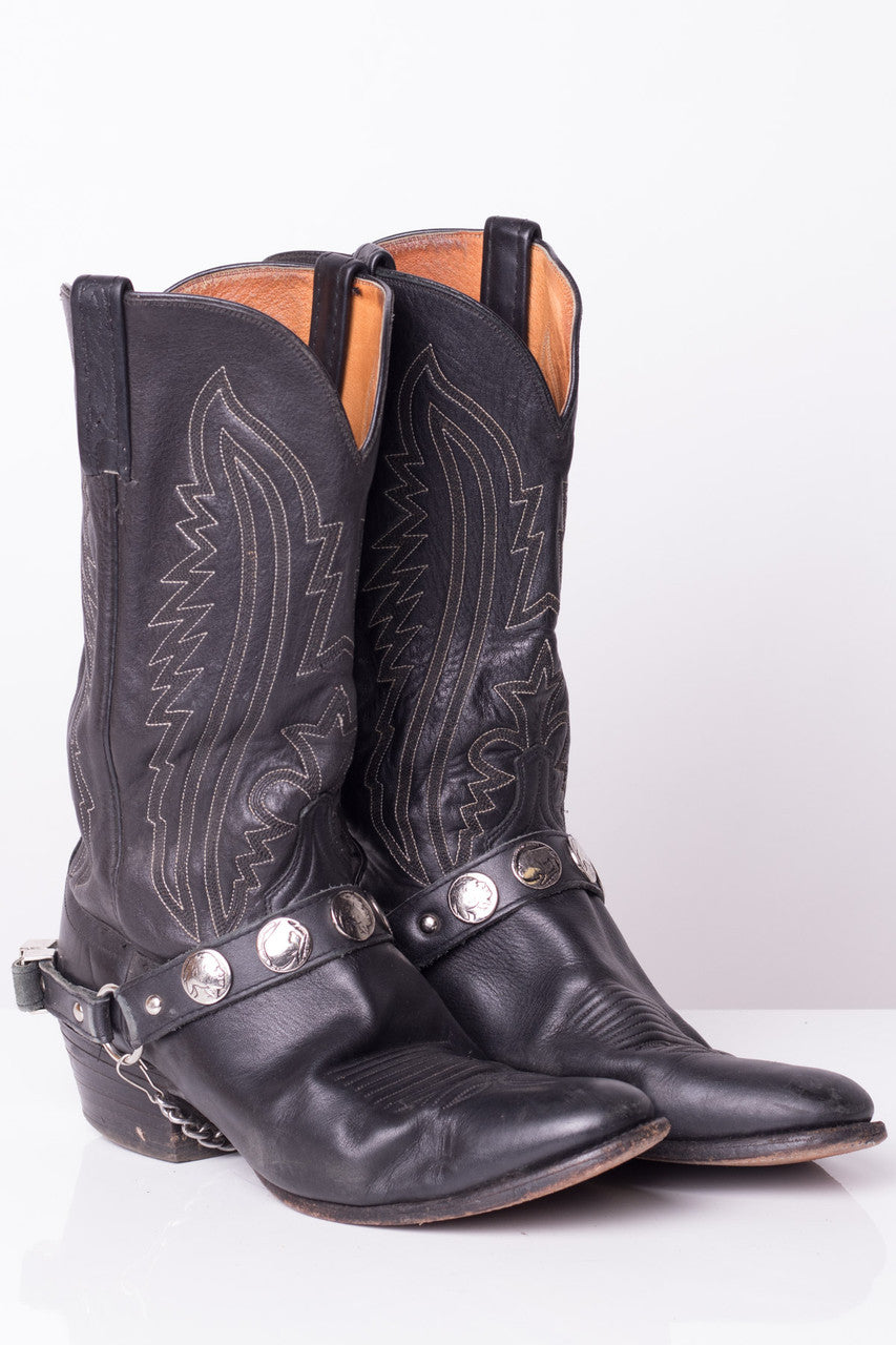Silver Buckled Vintage Cowboy Boots (10D)