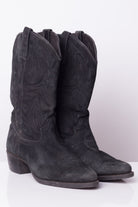 Black Suede Vintage Cowboy Boots (11D)