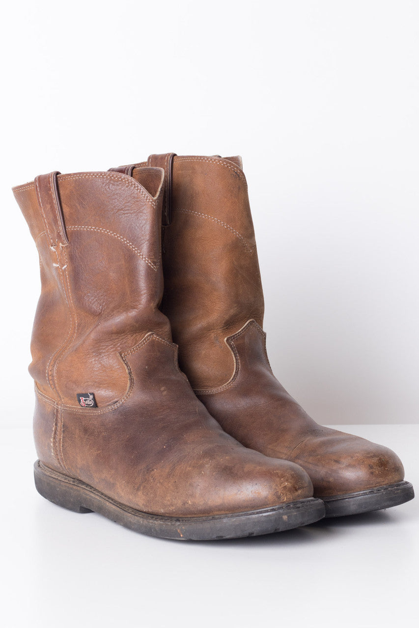 Brown Leather Pecos Cowboy Boots (10EE)
