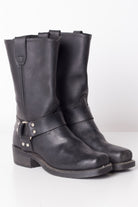 Belted Black Leather Cowboy Boots (8M)