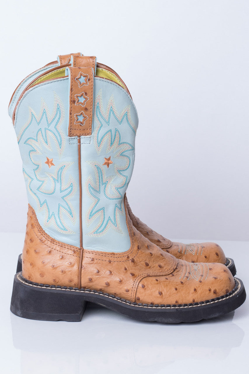 Two-Toned Ostrich Ariat Boots (6.5 B)