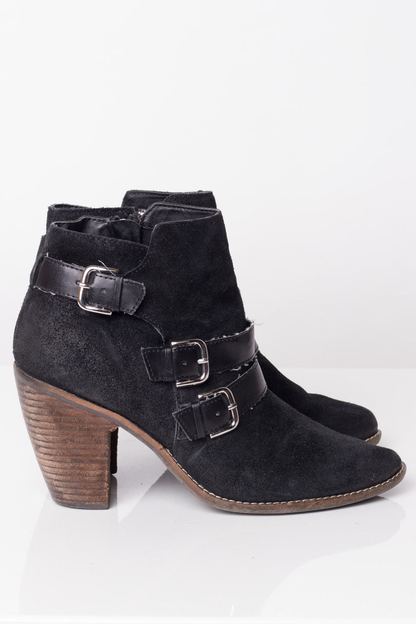 Black Suede Buckled Booties (10)
