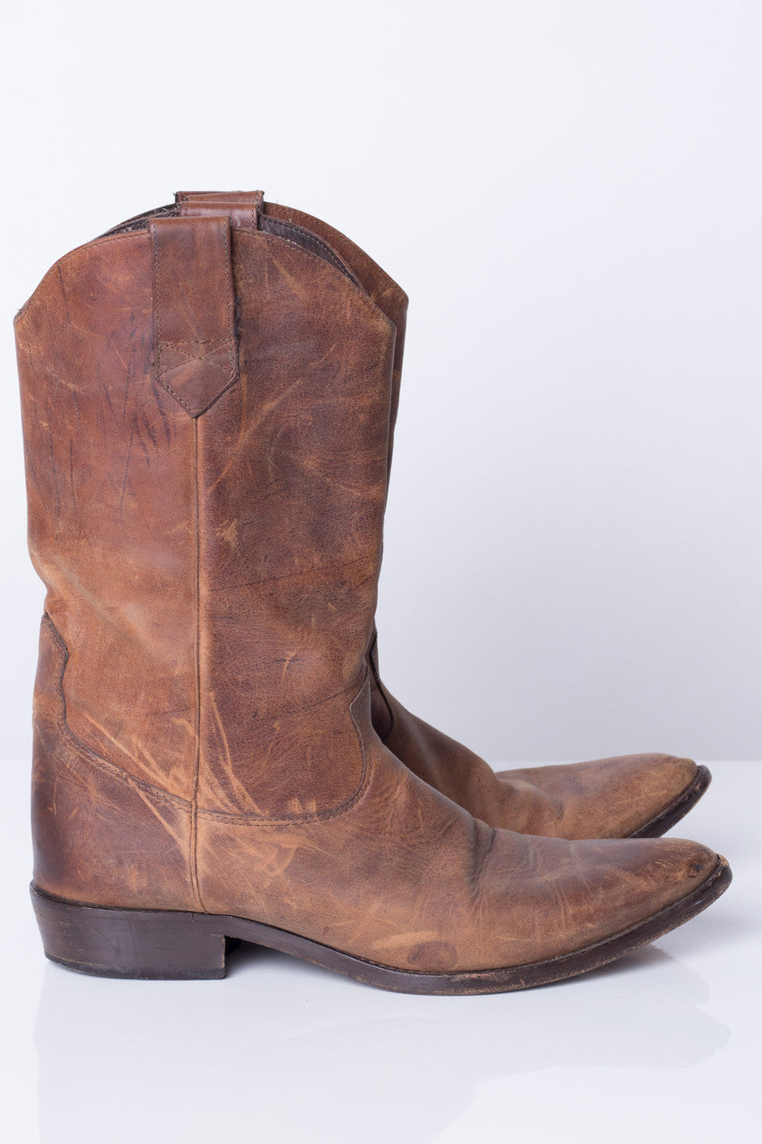 Leather Zodiac Vintage Cowboy Boots (7.5M)