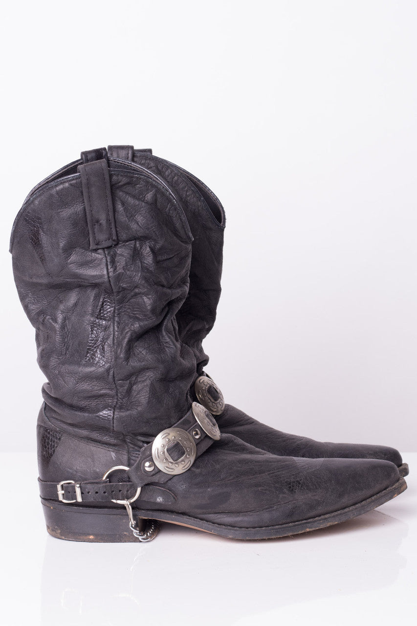 Vintage Silver Buckled Cowboy Boots (9.5D)