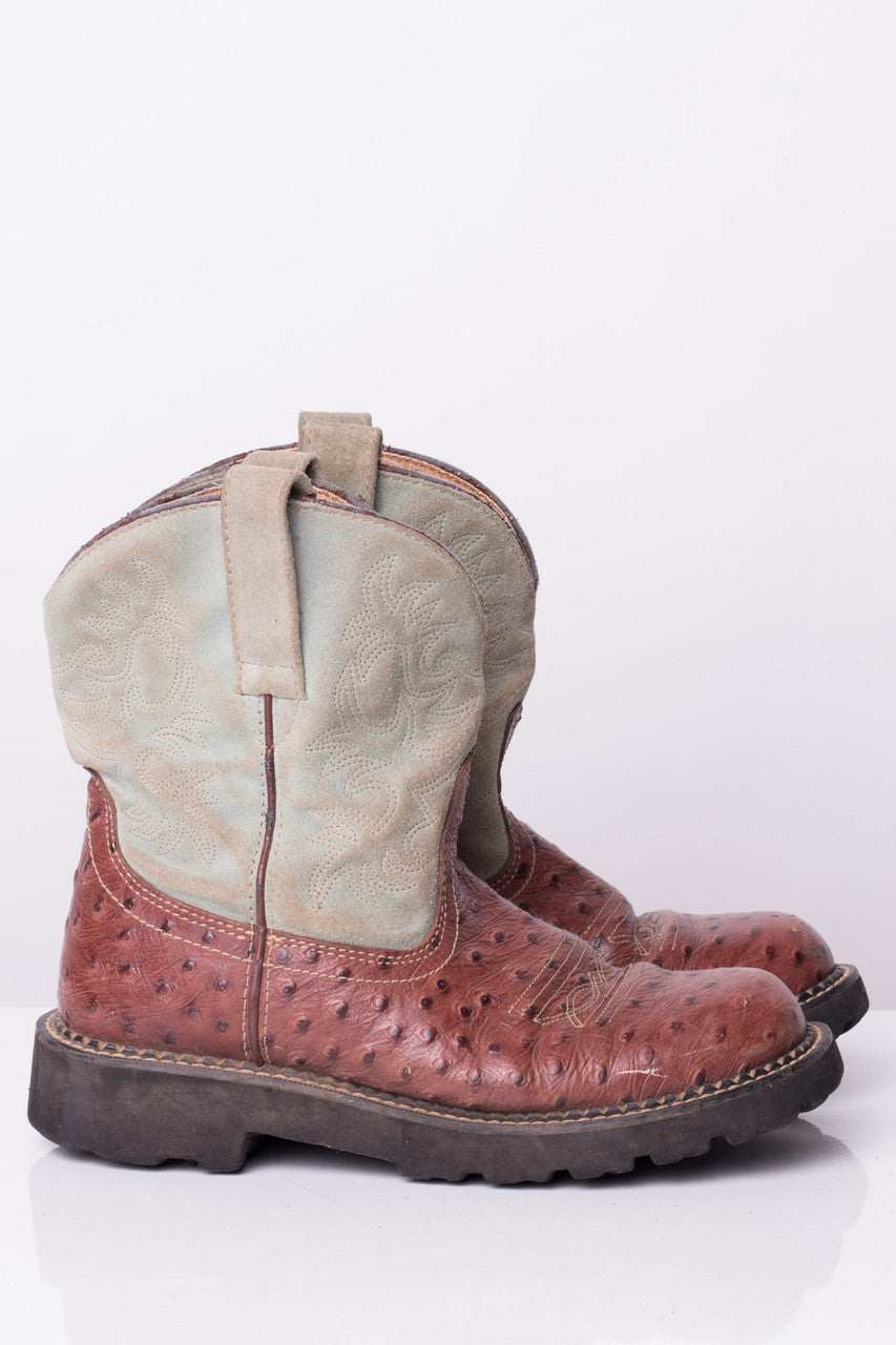Ariat Ostrich Cowboy Boots (7.5 M)