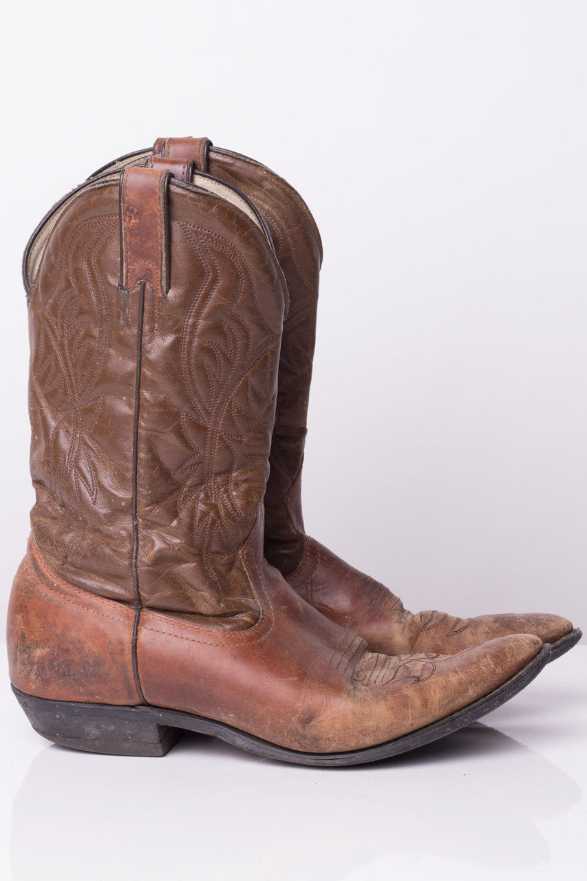 Brown Leather Vintage Cowboy Boots (8)