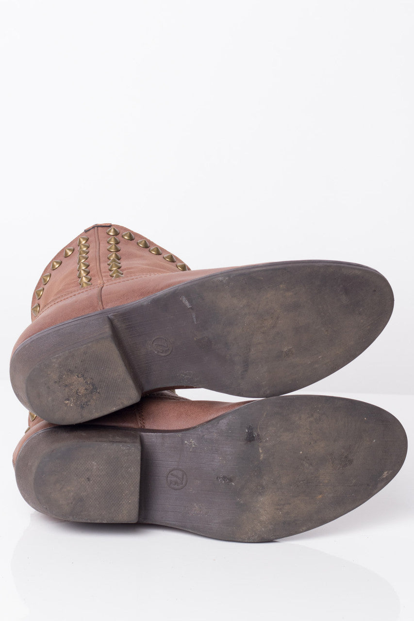 Brown Studded Ankle Boots (7.5)