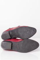 Red Leather Ankle Booties