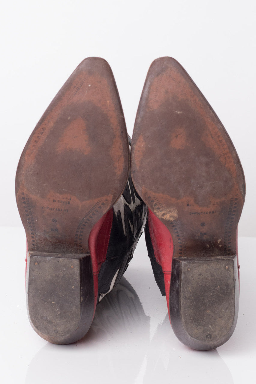 Red & White Vintage Cowboy Boots (6 M)