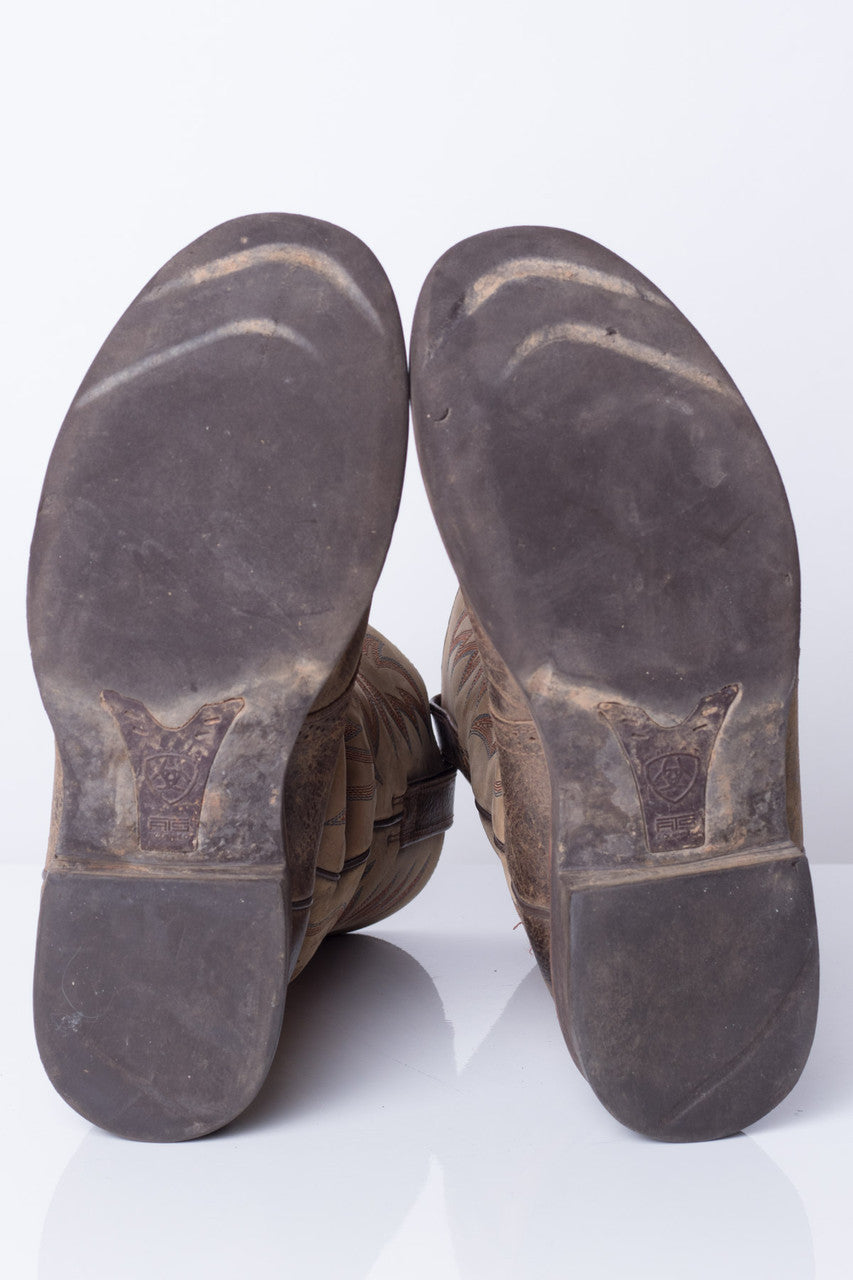 Brown Leather Ariat Vintage Cowboy Boots (10.5 EE)
