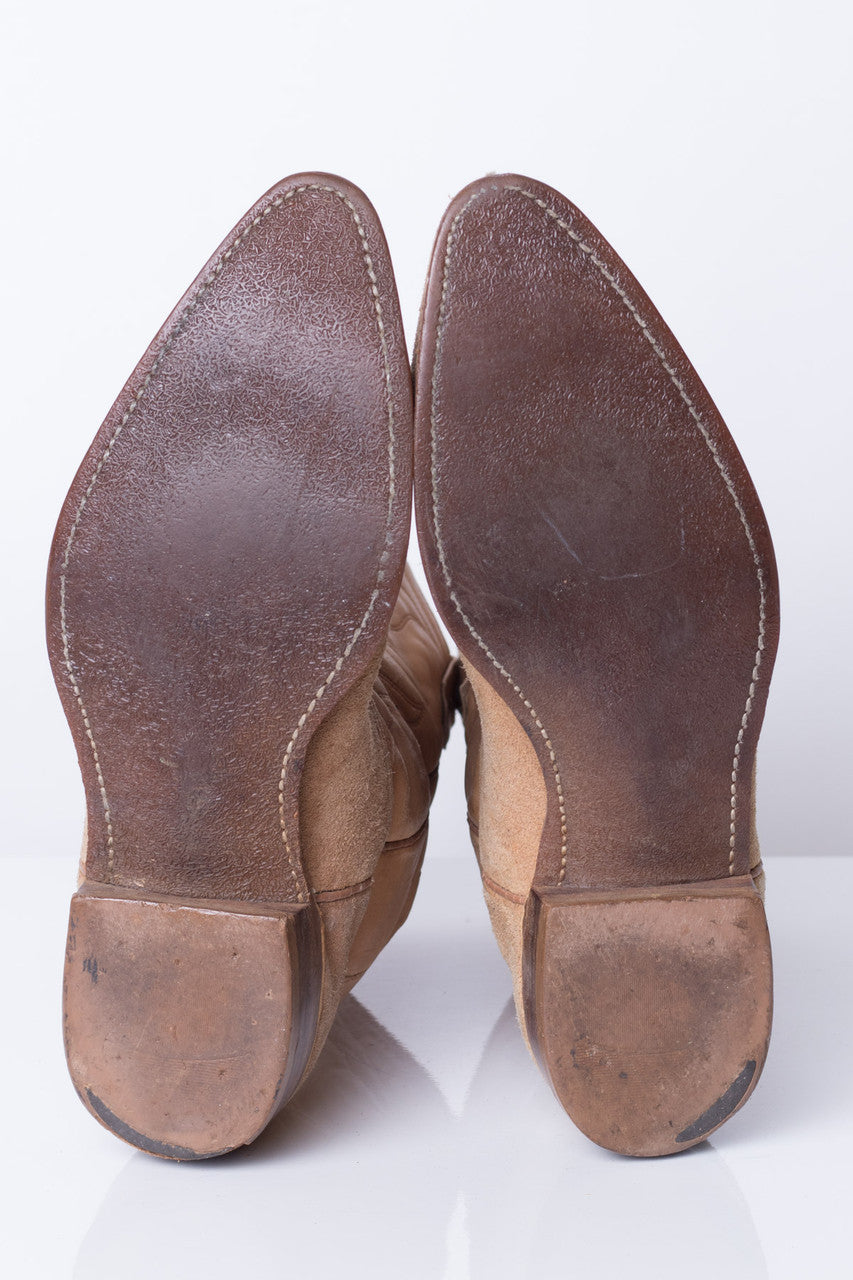 Tan Leather Vintage Cowboy Boots (12D)