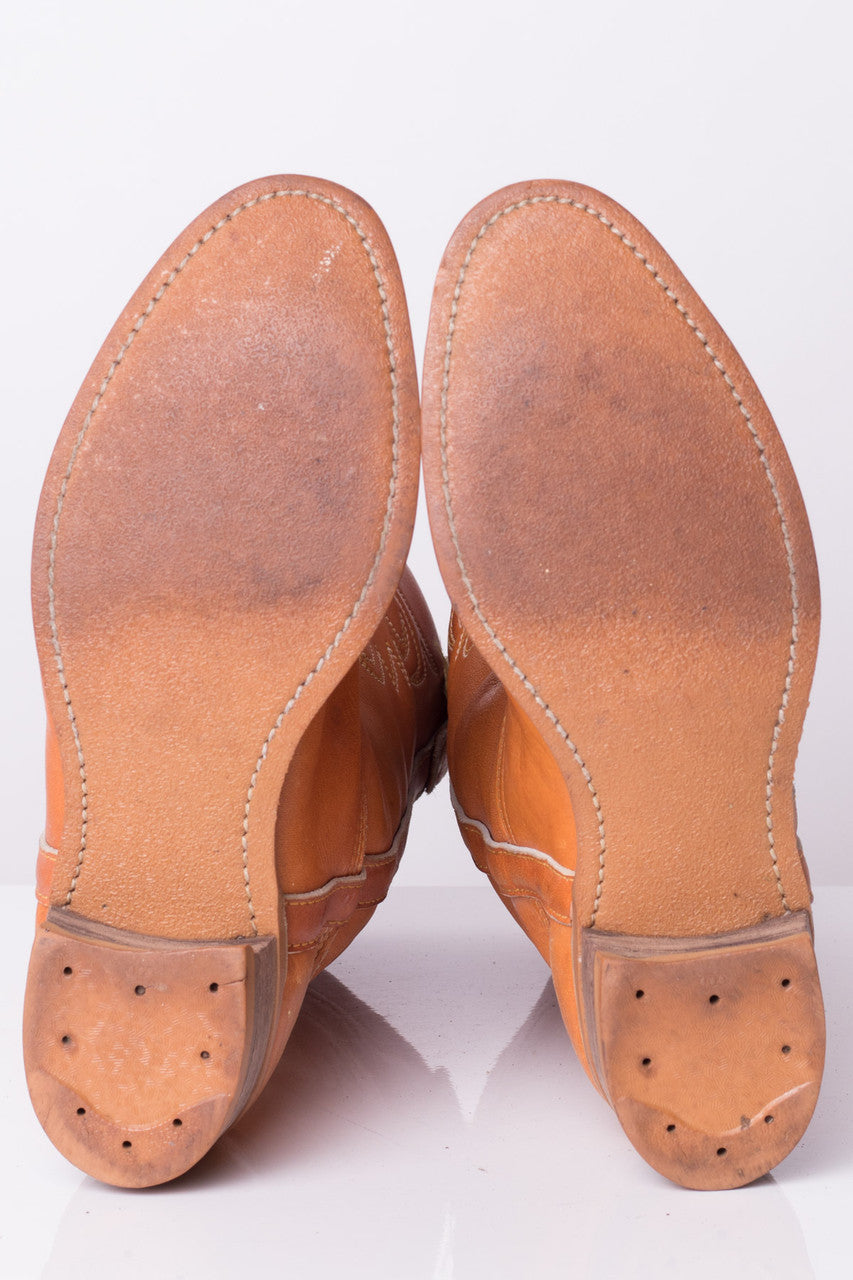 Vintage Orange Leather Cowboy Boots (9.5W)