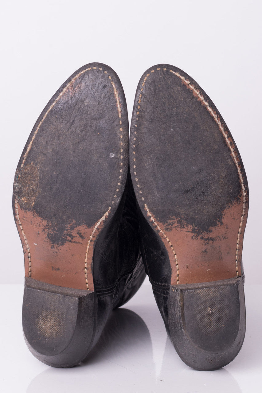 Vintage Black Leather Cowboy Boots (8M)