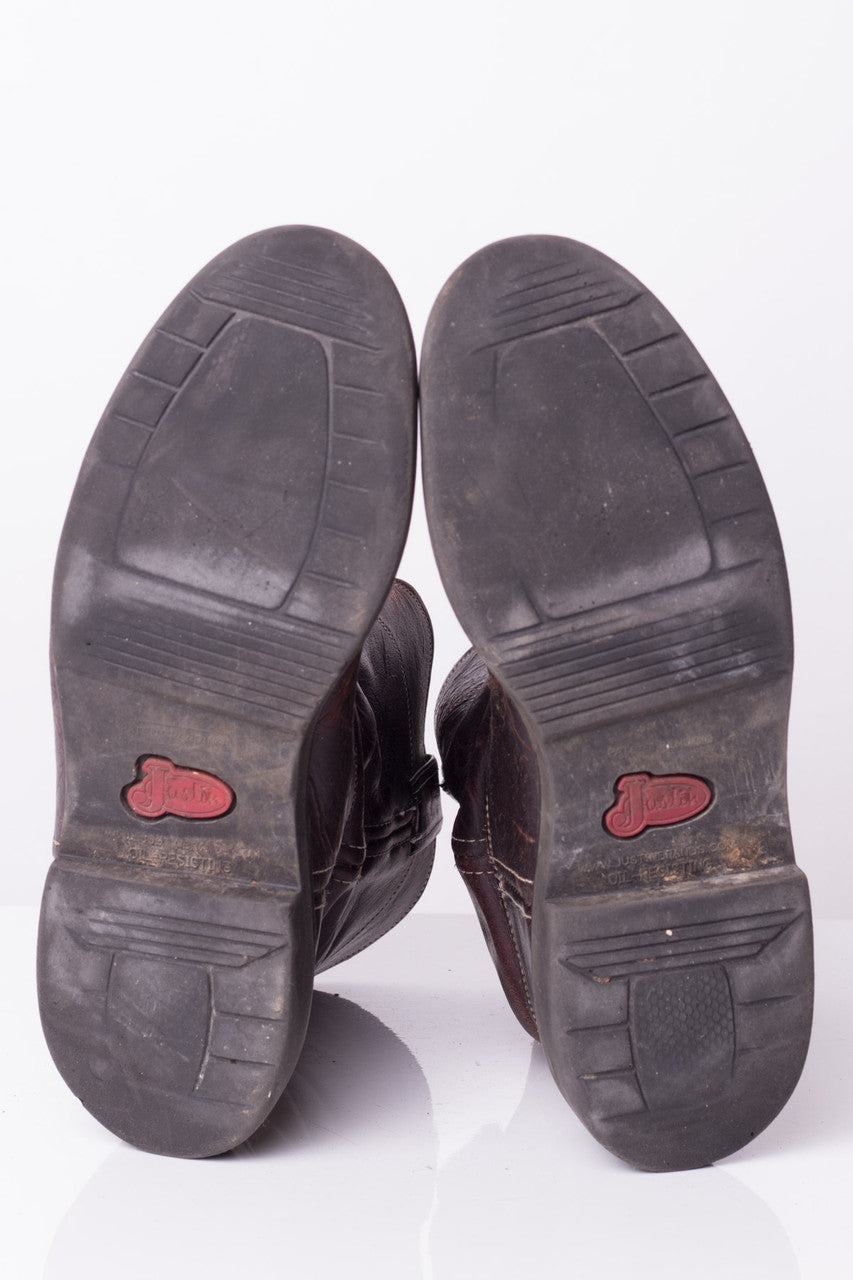 Round Toe Justin Cowboy Boots (9D)