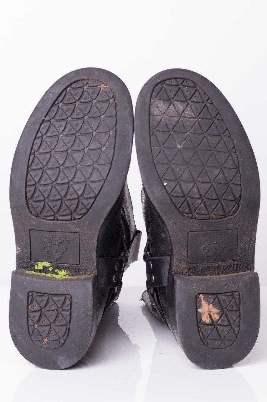Black Leather Round Toe Boots (8.5)