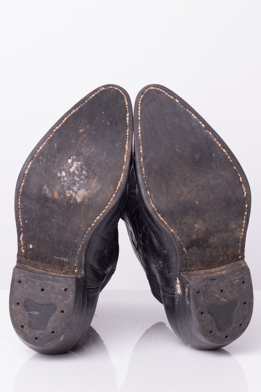 Black Leather Cowboy Boots (7F)