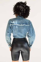 Vintage Cropped Tie Front Embellished Denim Jacket
