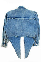 Vintage Cropped Tie Front Embellished Denim Jacket