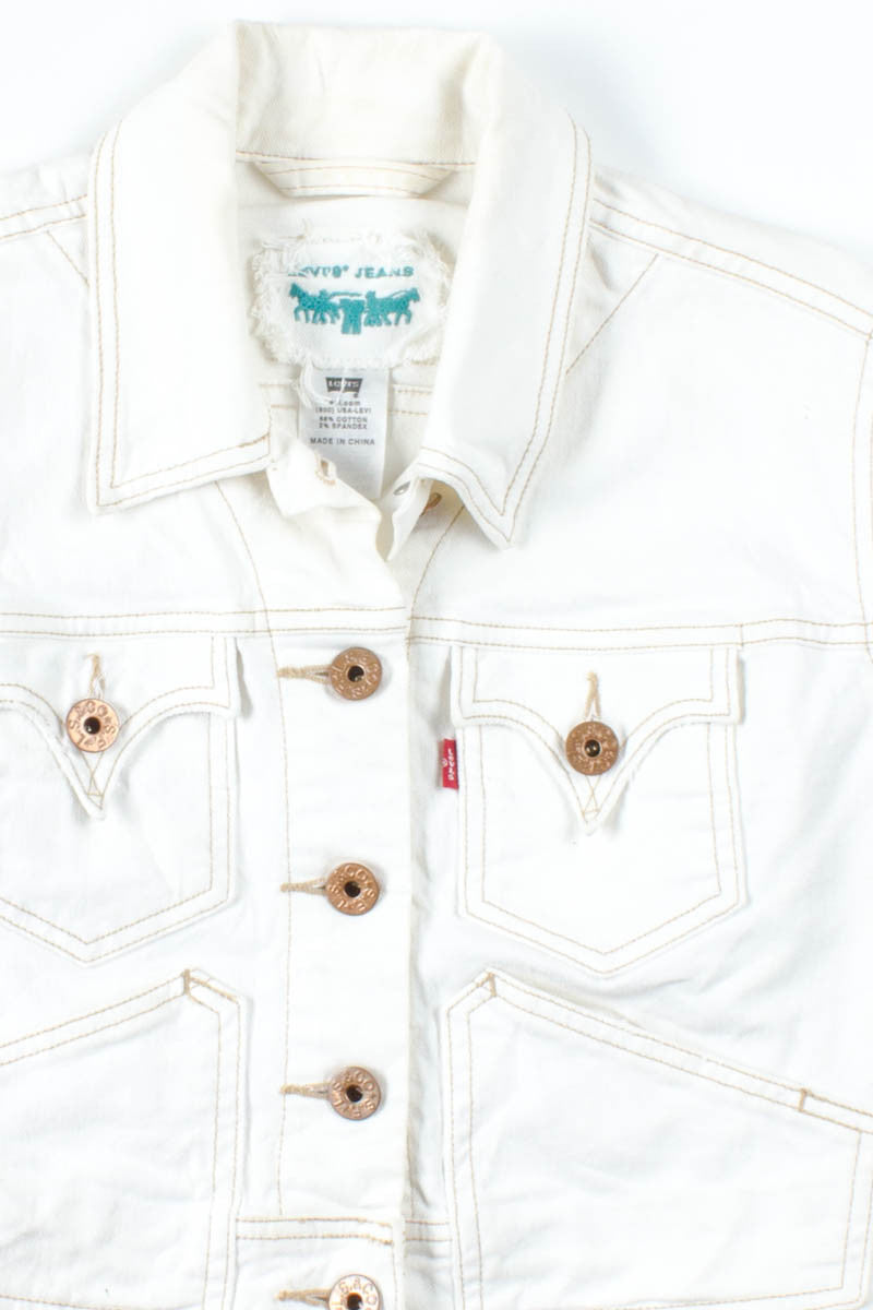 Levi's White Cropped Denim Jacket 955