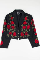 Rose Embroidered Bolero Denim Jacket 1255