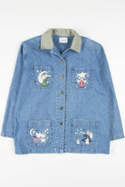 Vintage Embroidered Angels Denim Jacket 1302