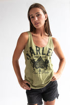  Harley Davidson Green Bejeweled Tank T-Shirt (2010s)