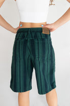 Vintage Navy Green Striped Marithe + Francois Girbaud High Waisted Shorts