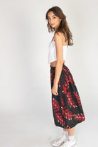 Vintage Navy Leaf Midi Skirt