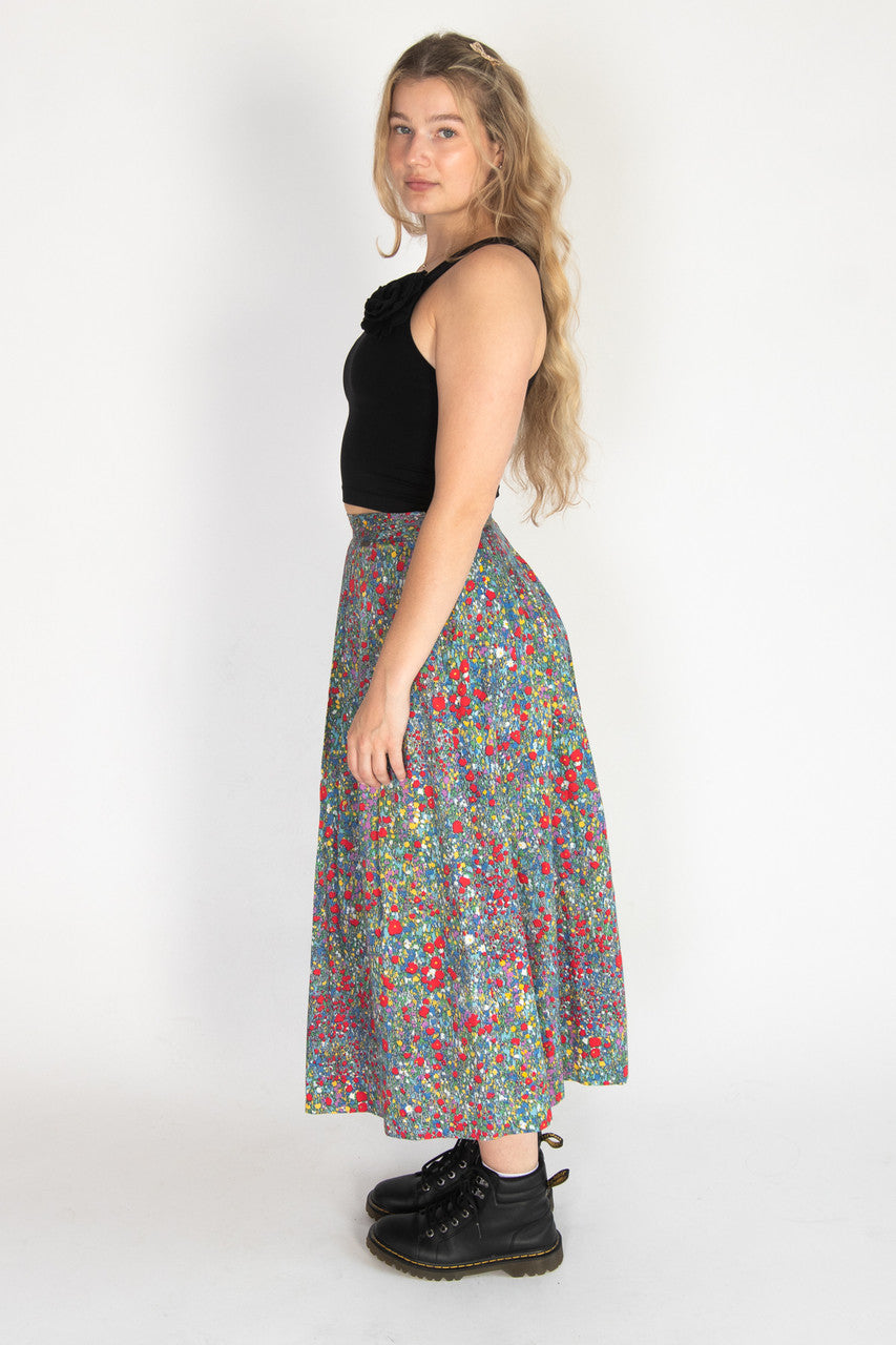 Vintage Poppy Field Floral Geiger Skirt