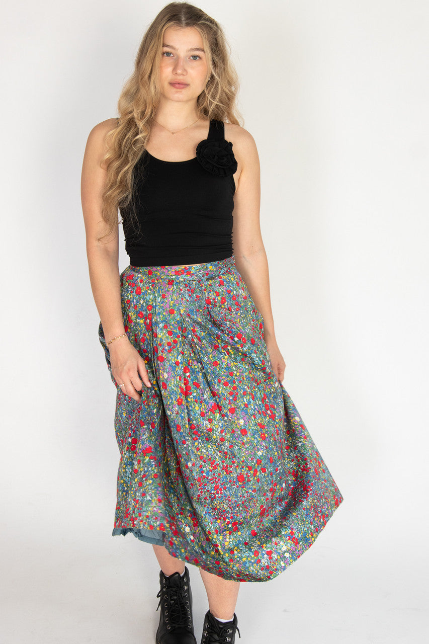 Vintage Poppy Field Floral Geiger Skirt