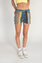 Vintage Corduroy Patchwork No Boundaries Cut Off Shorts